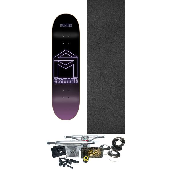 Sk8Mafia Skateboards Brandon Turner House Logo Neon Skateboard Deck - 8" x 31.2" - Complete Skateboard Bundle